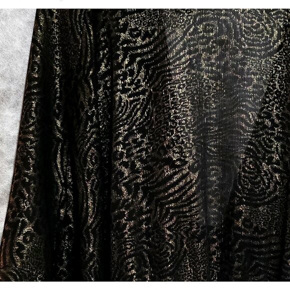 Chico's Wrap Top Blouse knot black & gold sheer jungle print kimono Sz 0/Small - Picture 4 of 4